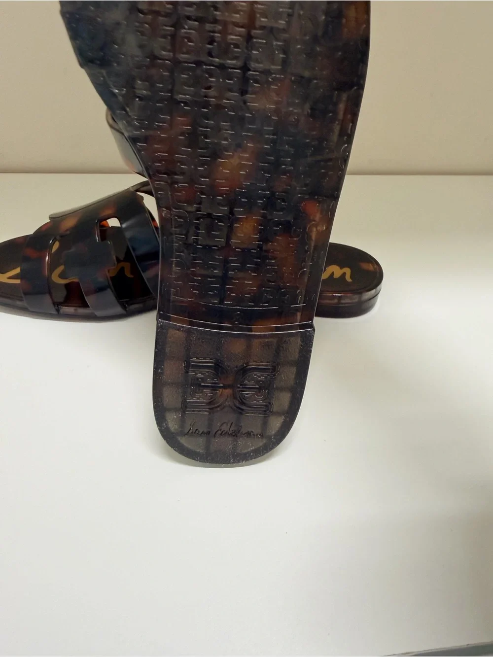 Sam Edelman Bay Tortoise Jelly Slide Sandal preppy beach vacation Size 8